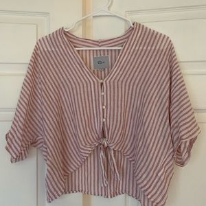 Rails Linen Cropped Slouchy Shirt